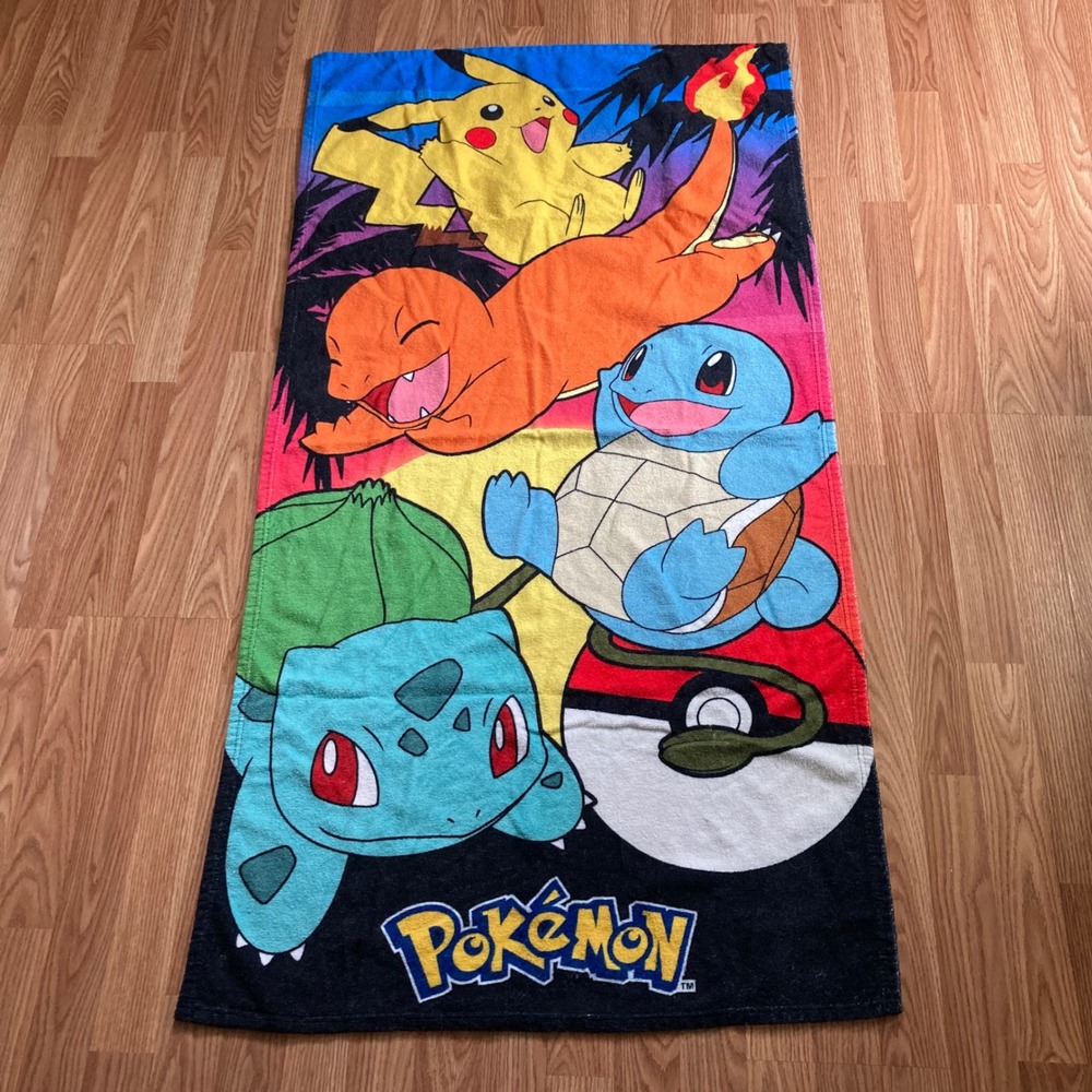 Sunset Pokémon Towel Beach Pool Bath Pikachu Squirtle 2024 Northwest 58 x 30